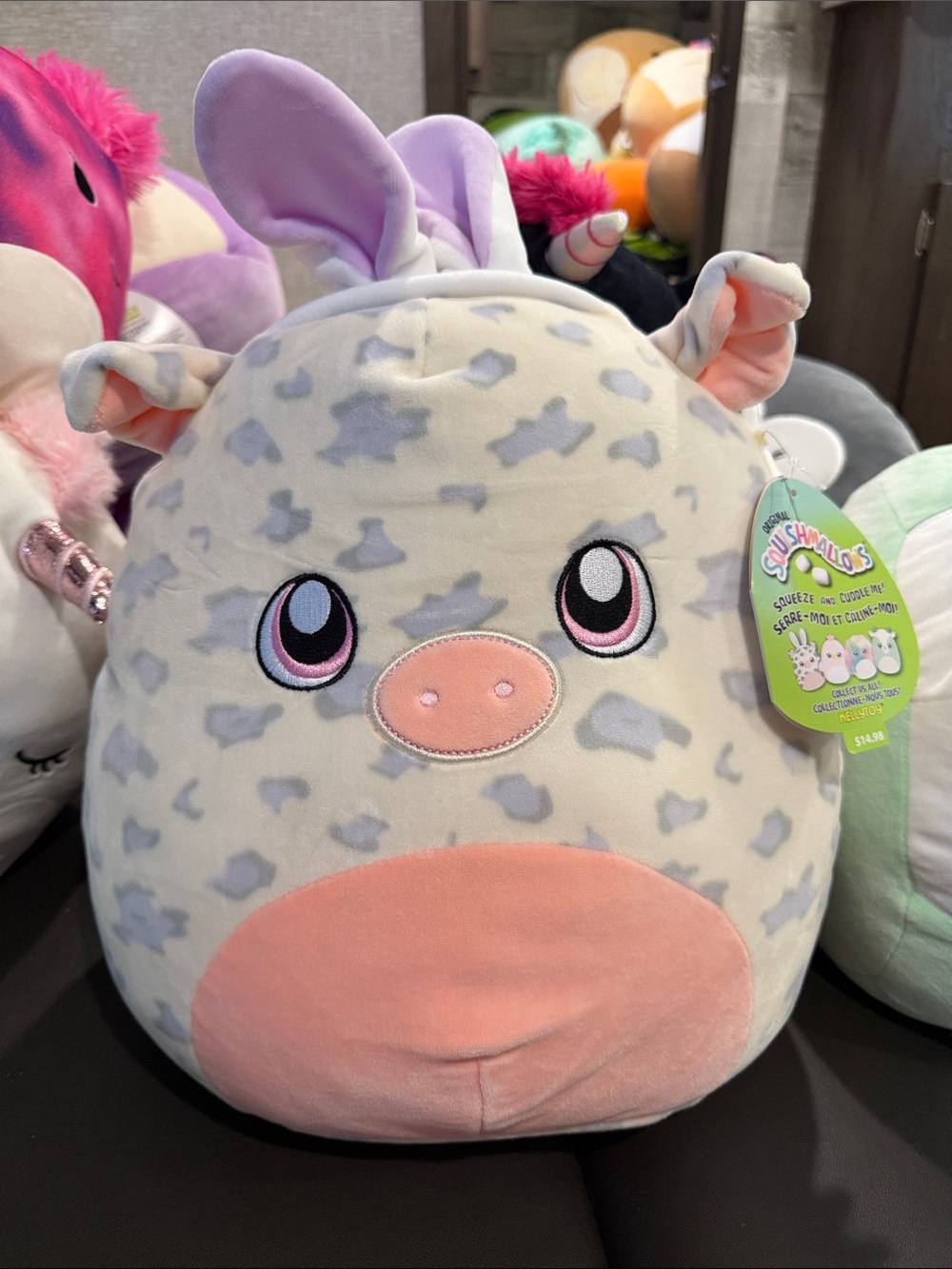 Rosie 12” Squishmallow Pig (Easter/Anime Eyes/Bunny Ears)